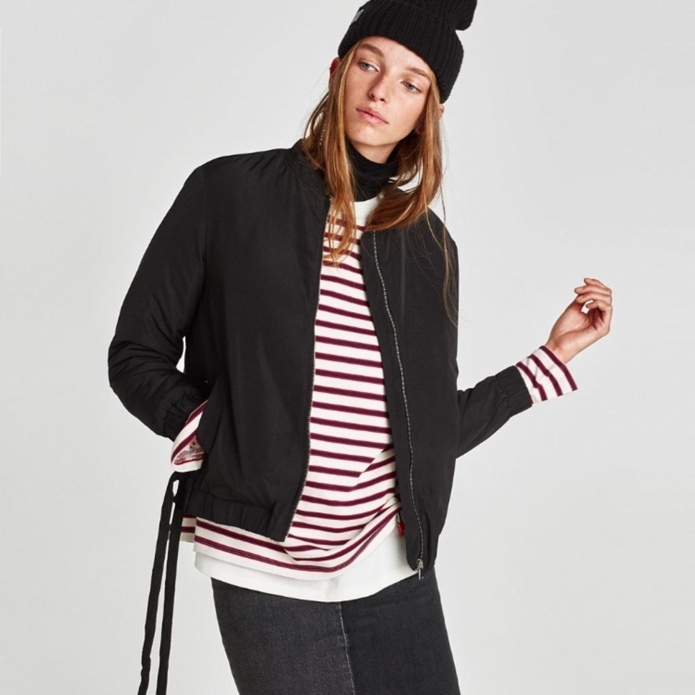 ZARA Bomber Jacket with Bows. SZ L.